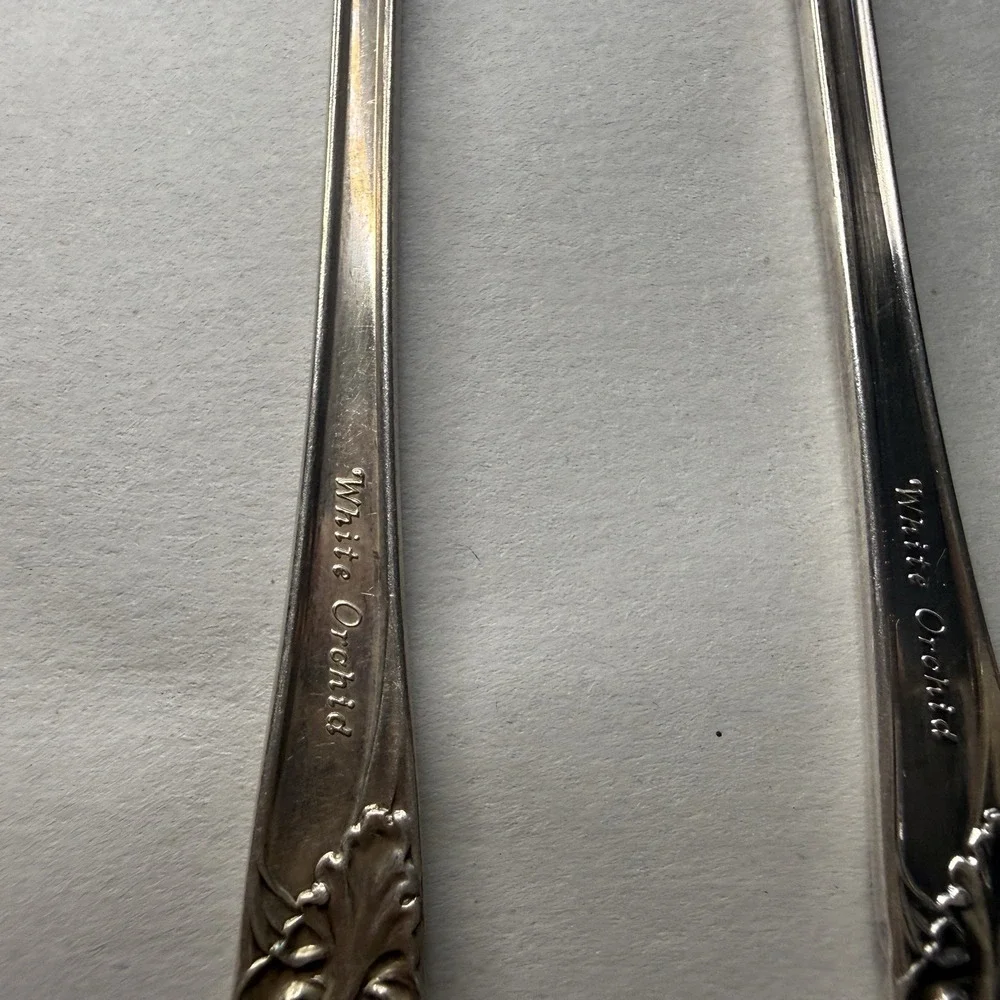 Oneida White Orchid Community Silverplate Flatware Set of 4 Iced Tea Spoons Long